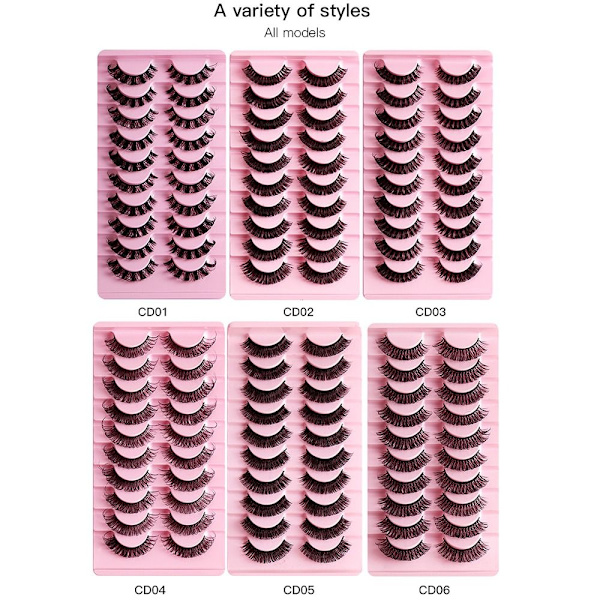 10 Pairs Lashes DD Curl Russian Volume Mink Hair tekoripset - varastossa