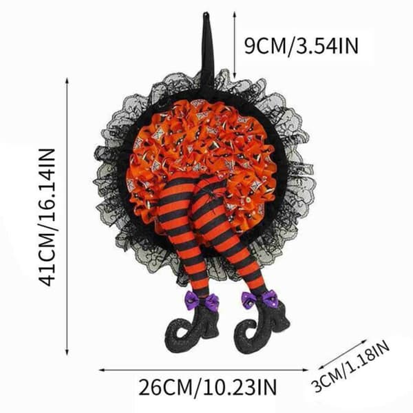 Creative Halloween Witch Legs Design Wreath Rustic Simple Decor - varastossa purple