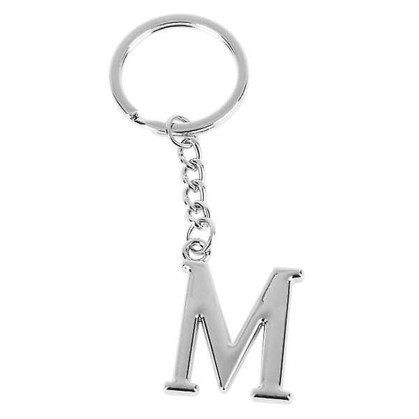 Enkel Snygg bokstav M Nyckelring Metall Nyckelring Alfabet Nyckelring Väska Hängande Berlock Födelsedagspresent (silver)(silver） - spot försäljning