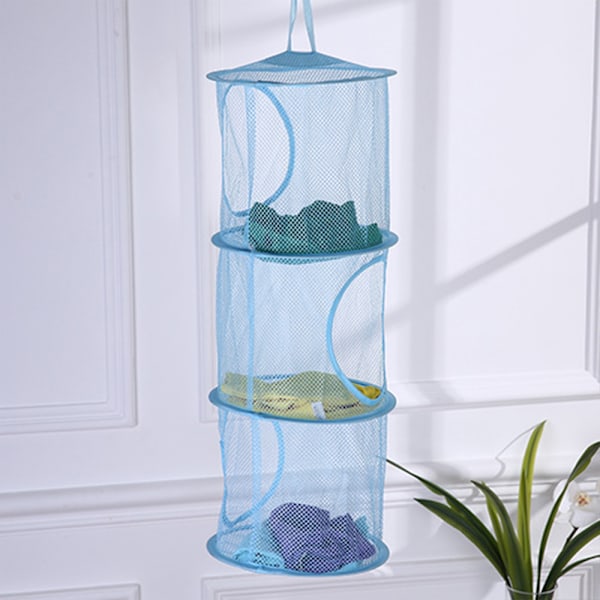 Riippuva säilytyspussi 3 Tier Mesh Net Kids Bathroom Organizer - korkealaatuinen Blue