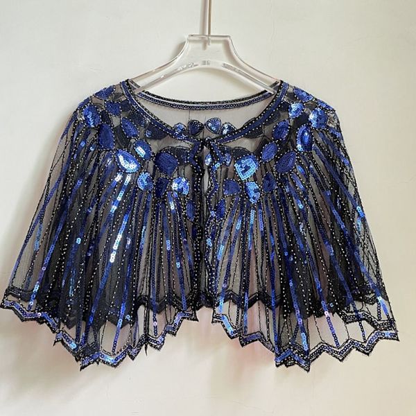 Flapper Sjal Pärlstav BLÅ - stock Blue