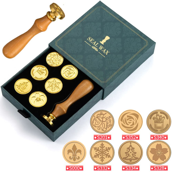 Tiivistysvahaleimasin lahjapakkaussetti - varastossa 7 Pieces Stamp Heads Set