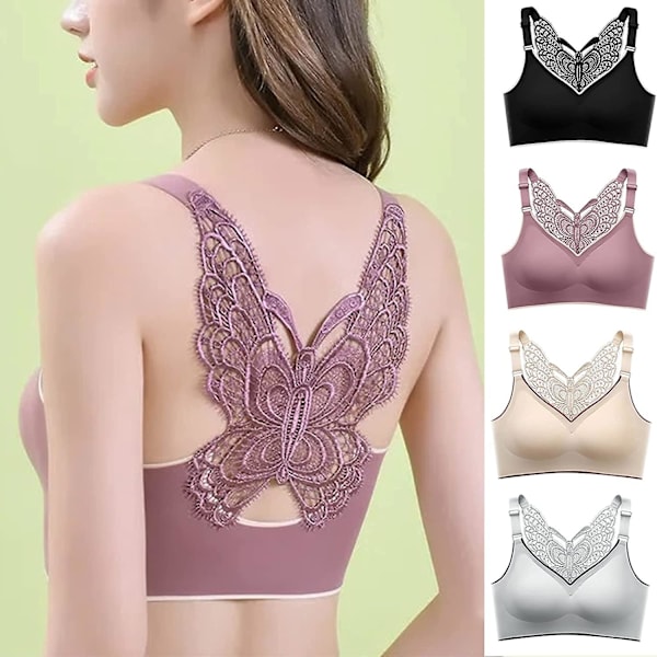 ode Langaton T-paita Rintaliivit naisille Pitsi Sexy Butt-erfly Back - varastossa red M