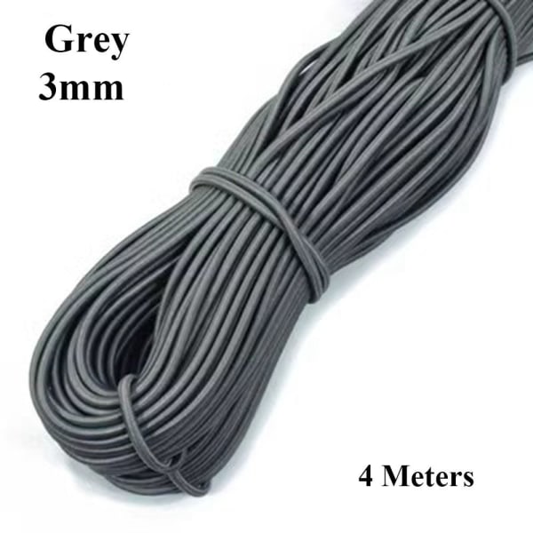 Starkt Elastiskt rep Gummiband GRÅT 3MM - stock Grey 3mm