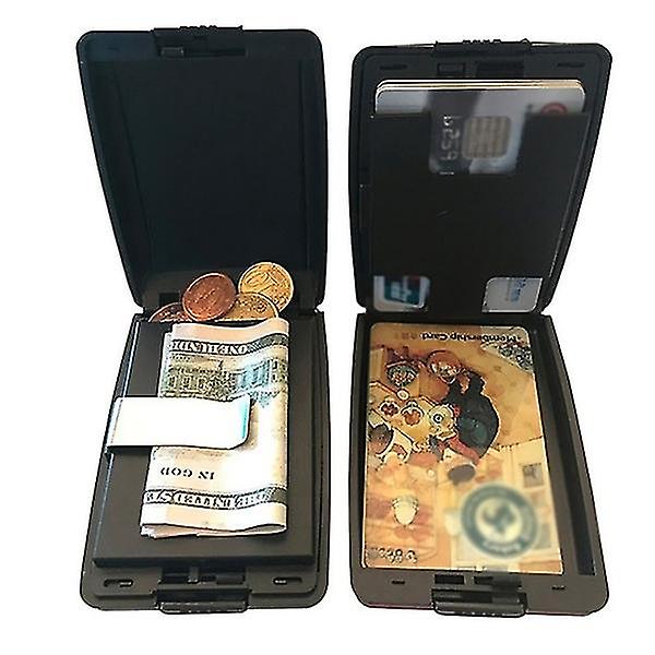 Magneettinen pankkikorttilaatikko, alumiininen metallikotelo, lompakko - spot försäljning Black