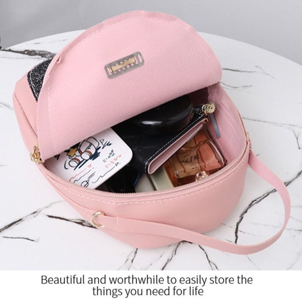 Mode Kvinnor Paljetter Mini Ryggsäck PU Läder rosa - stock rosa