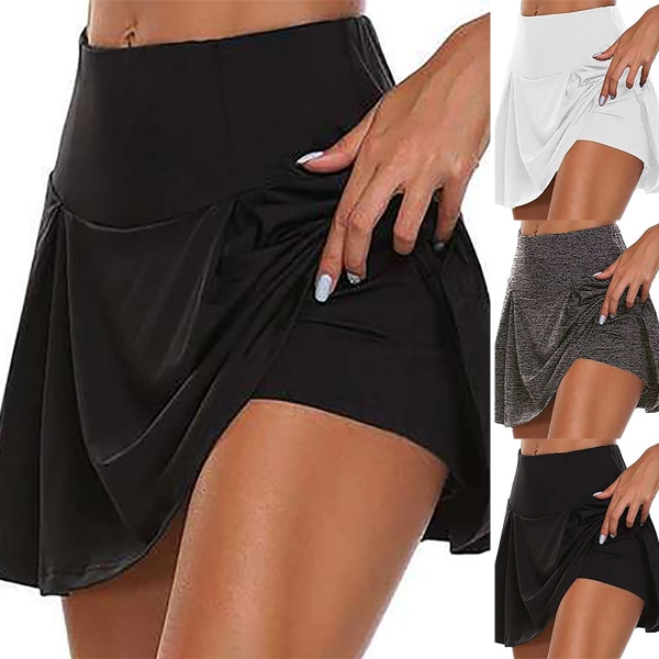 Yoga Culottes för kvinnor Säkerhetskjolar Löpsport Snygg - high quality Black 2XL