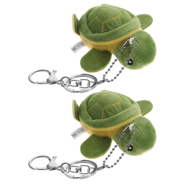 2kpl Fluffy Keychain Pehmo Turtle Avaimenperä Täytetty eläinlaukku riippuva avaimenperä (9X9X3CM) - varastossa