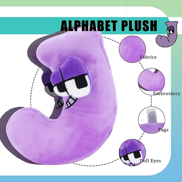Alphabet Plush(J) - Mjuk fylld 7,9 tum J Plyschleksak för barn och vuxna|Lärande utveckling Leksak & plyschpresent för pojkar - stock