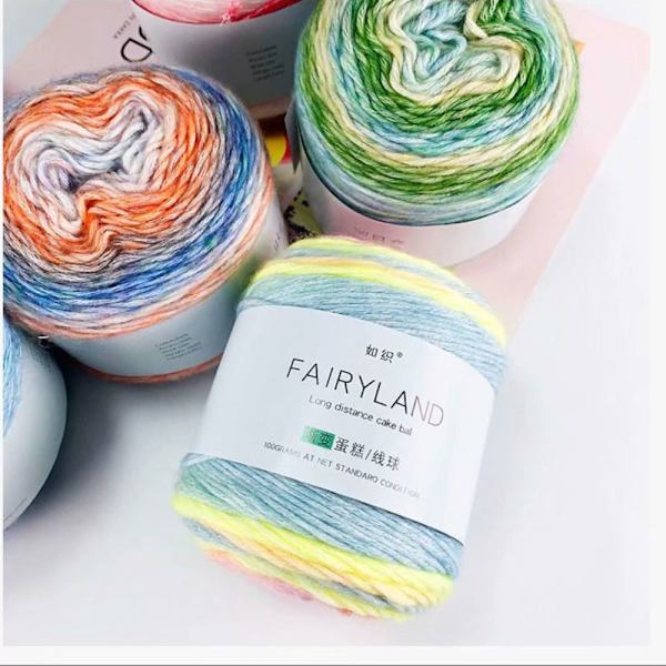 Rainbow Woolen Yarn Cake Garn - on stock 1165