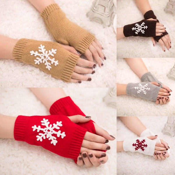 Stickade handskar Halffingerhandskar BEIGE - stock beige