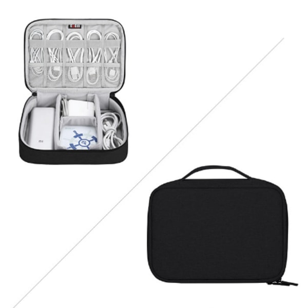 Digital förvaringsväska USB -datakabel Organizer Case - on stock black