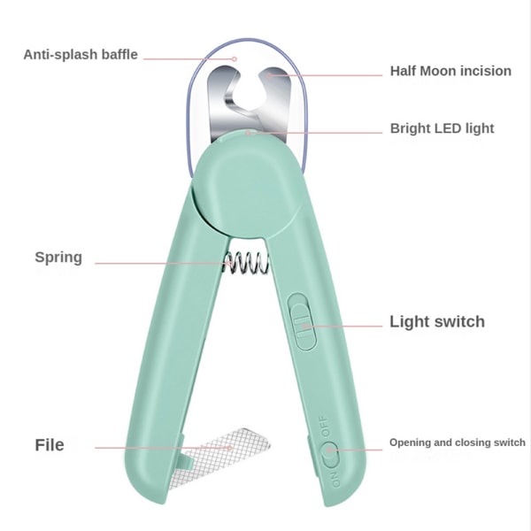 LED-kynsileikkurit lemmikkeille, kynsileikkurit kissoille ja koirille - korkealaatuisia white