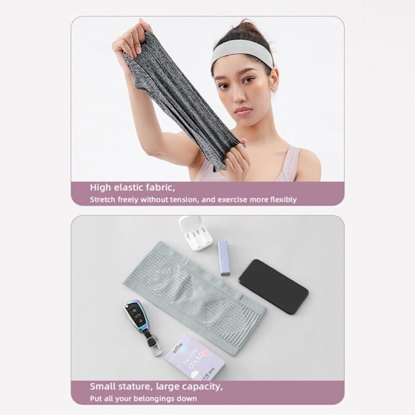 Stickad dold midjeväska Stretch midjepack GRÅ - high quality gray M