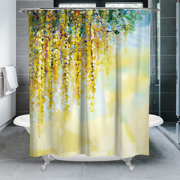 Dusch Vattentät Print Badrumsgardiner Fönstertoalett - high quality Yellow 180*200 cm