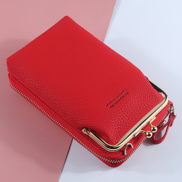 Mobilväska Plånbok Korthållare Väska med axelrem - on stock red