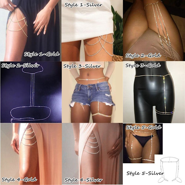 Flera lager Ben Body Chain Thigh Chain STIL 4-GULD - high quality Style 4-Gold