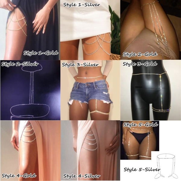 Useita kerroksia Jalat Body ketju Reisi ketju STYLE 2-SILVER - spot ale Style 2-Silver