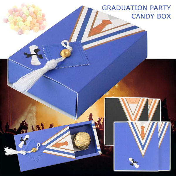 5kpl Doctor Hat Cap Candy Box Valmistujaisjuhlakoristelu SININEN - korkea laatu blue 5pcs-5pcs