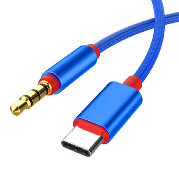 Typ-C till 3,5 mm ljudkabel USB C till 3,5 mm hörlursadapter - on stock Blue