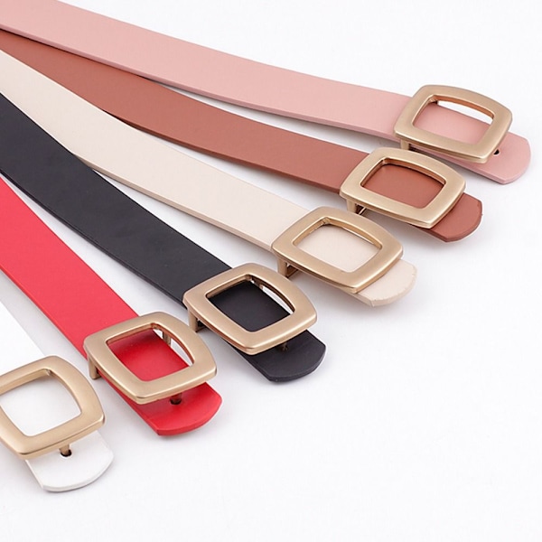 Läder brett bälte Gold Pin Spänne Midjeband SVART - on stock black