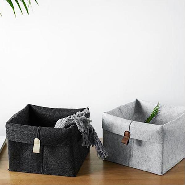 Filt Förvaring Korg Garderob Leksaker Böcker Lådor Organizer Väskor - spot försäljning Light Grey