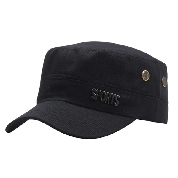Herr Militär Cap Flat Top Kepsar SVART2 - stock black2