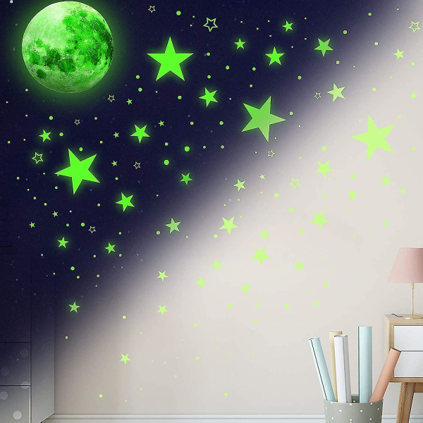Glow In The Dark Stars and Moon Väggdekor Takväggdekor - stock