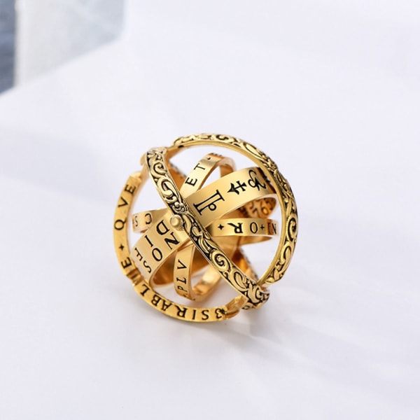 Astronomisk kulring Fingerringar Roterande Clamshell GULD 7 - high quality