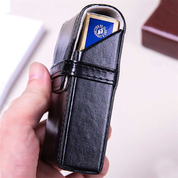 Retro PU- case 20 Sticks Flip Cover Portable Smoke Tool - on stock Coffee