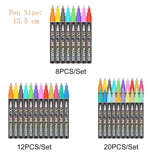 Double Line Pen Metallic Markers 8PCS/ SET - spot ale