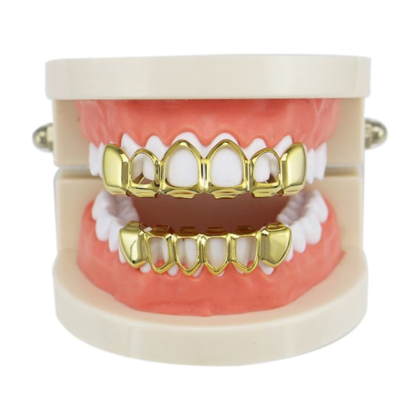 Guldpläterad hiphopgrill Topp- och bottengrill - on stock Gold