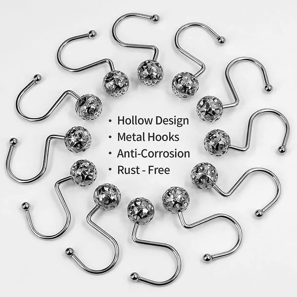 Silver metall duschdraperi krokar Ringar, metall dusch krokar - high quality