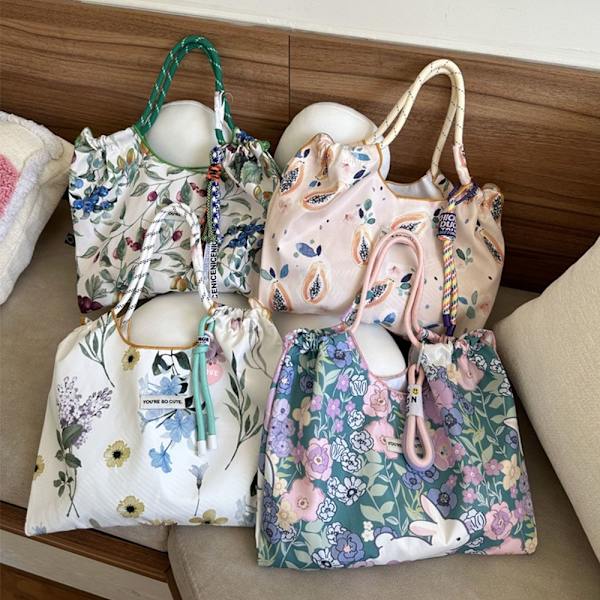 Flower Handbag Print Ostoskassit ORANSSI 43X38CM - spot-ale orange 43x38cm