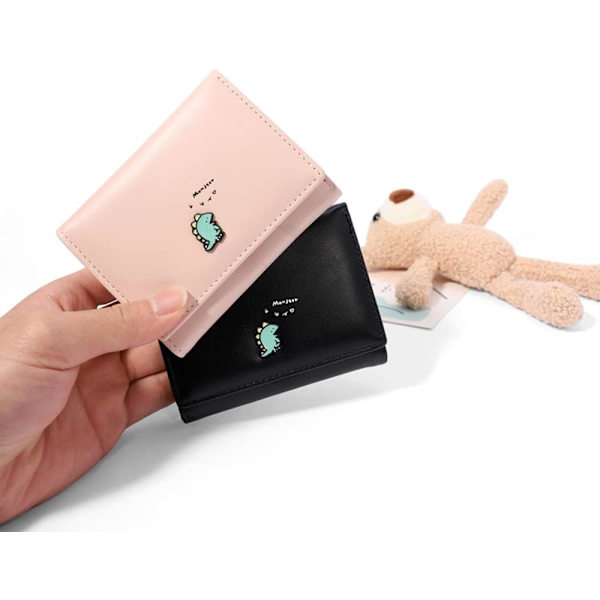 Söt dinosaurie-metallemblem för flickor Trevikt plånbok Liten plånbok Kontantficka Korthållare ID Fönsterväska för kvinnor (GRÖN, - on stock GREEN