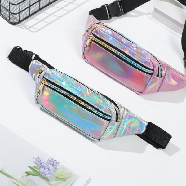 2ST Nya holografiska midjeväskor med laser SVART&ROSA - on stock black&pink