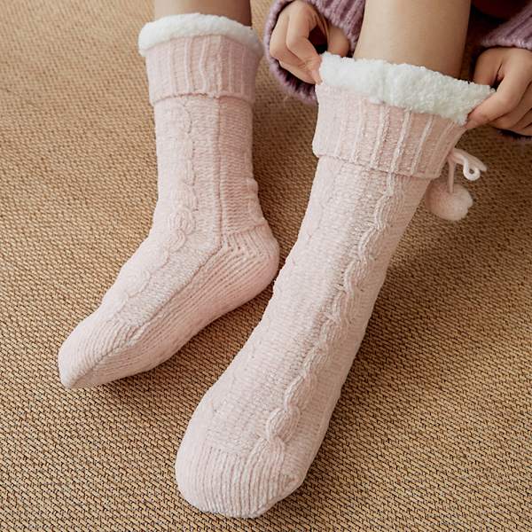 Dam Fuzzy Socks Mjuk vinterstrumpa Stuffs Julstrumpor - spot sales pink