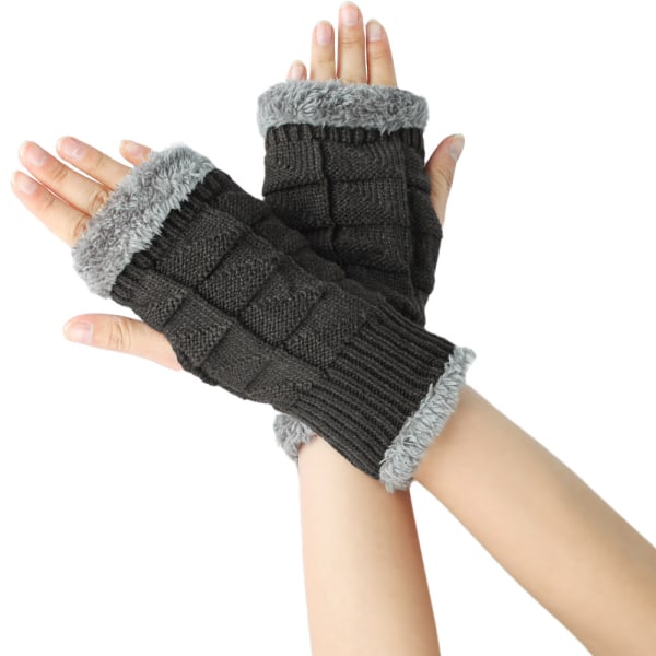 Vinter fingerlösa armstickade handskar Långa varmare vantar - spot sales Gray