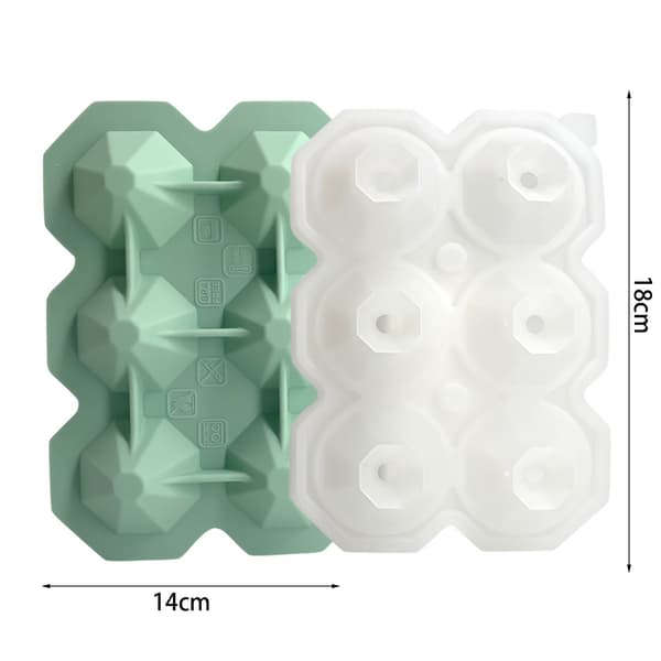 6 hålrum Diamond silikon iskubbrickor Ice Cube Maker - high quality green
