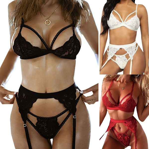 Sexy Naisten Alusvaatteet Bra Party Strings Set Alusvaatteet Valkoinen - varastossa XL