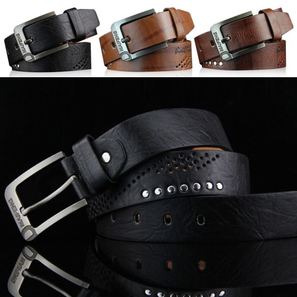 Äkta läder Bältesnål Spänne Midjeband - on stock black