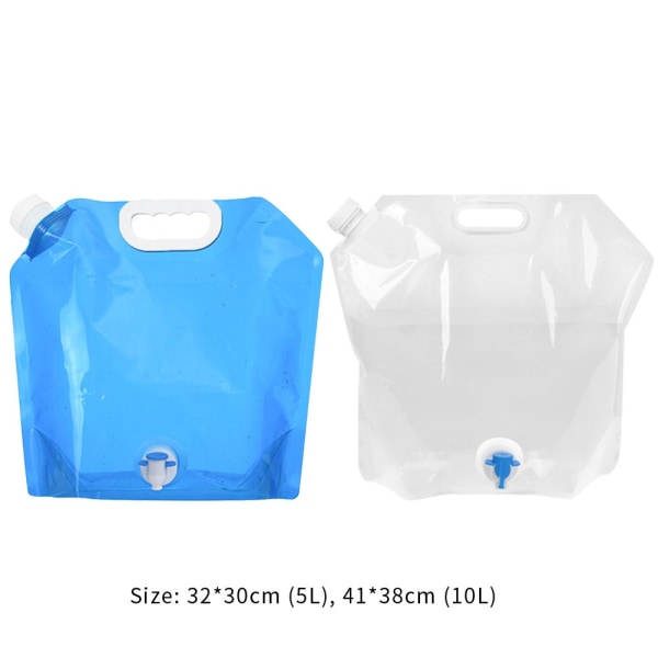 Utomhus Bärbar vattenpåse i plast med hopfällbar behållare - stock Blue 10L With faucet