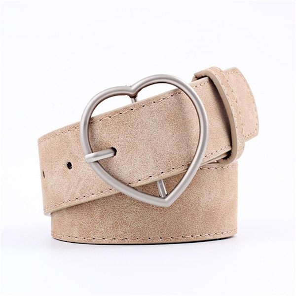 Kvinnors läderbälte Hjärta Spänne Bälte Dam midjebälten BEIGE - on stock