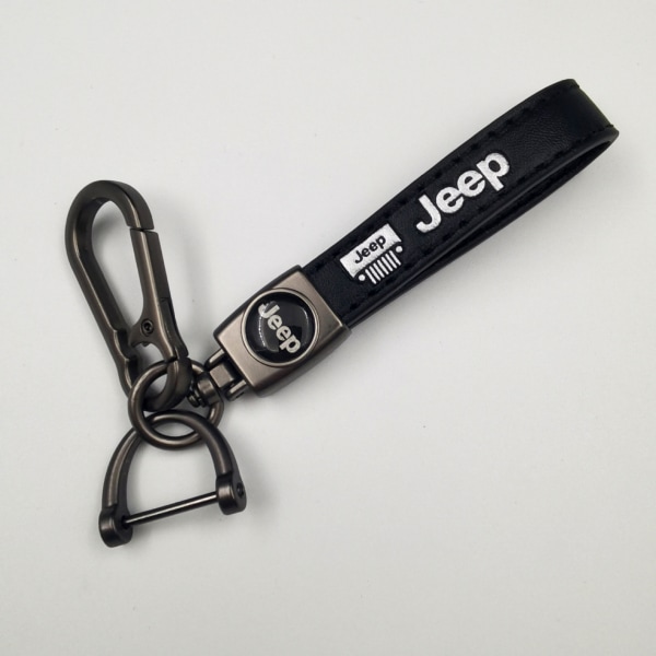 Nahkainen avaimenperä auton merkkilogo koukku avaimenperä jousilukko ja rengas yhteensopiva kaikkien uusien Jeep Key Car - spot ale