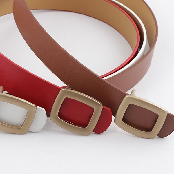 Läder brett bälte Guldnål Spänne Midjeband BEIGE - stock beige
