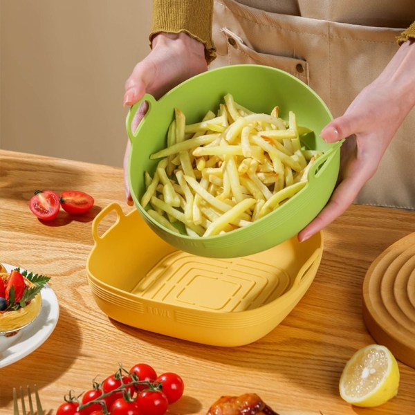 Air Fryer Basket Kokoontaittuva silikonirtti GREEN SQUARE - spot-myynti