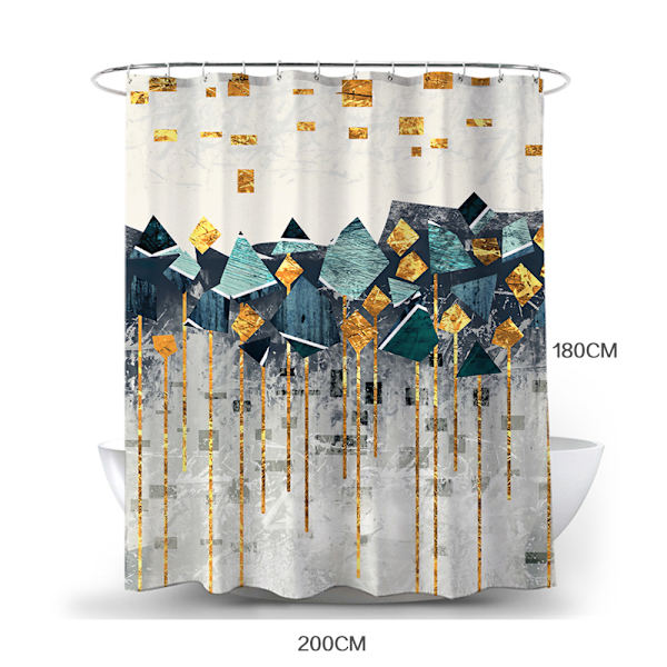 Geometriskt print fyrkantig duschdraperi Badrum Sekretessdekor A 180*200CM
