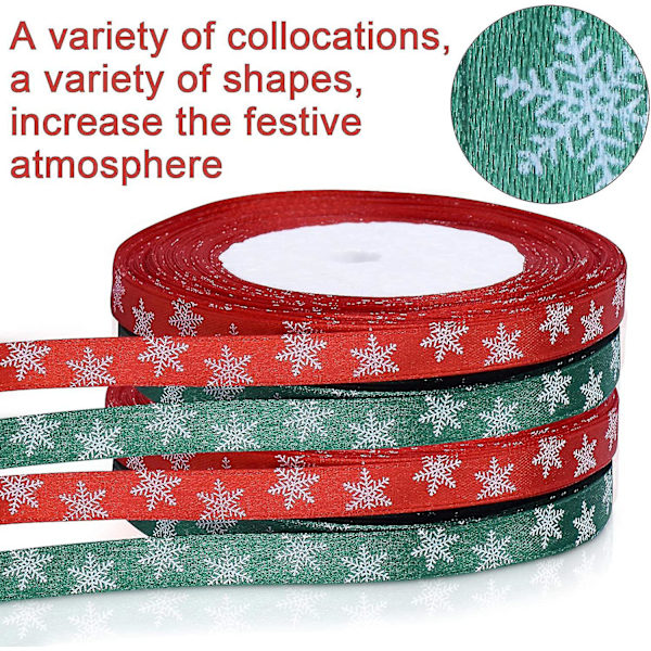 8st Rolls Snowflake Satin Ribbon Presentband Deco Ribbon - spot försäljning