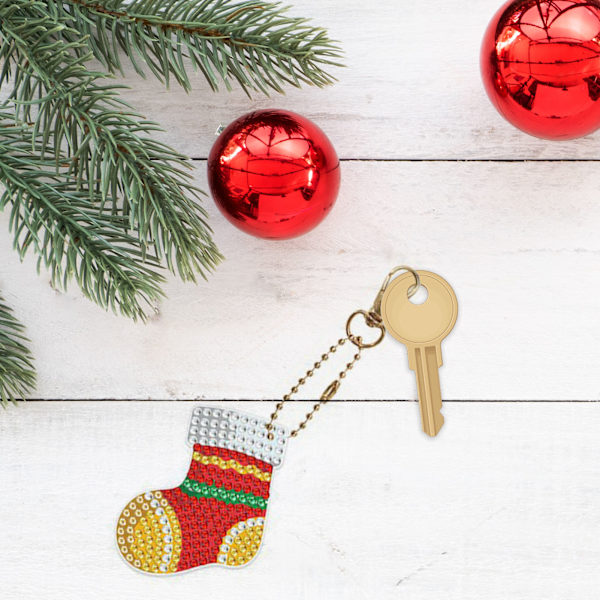 Jul Akryl diamantmålning nyckelring DIY hänge - spot försäljning