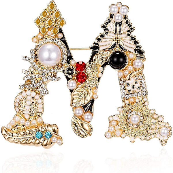 26 kirjaimen rintakorut Värikäs emaliaakkoset Pin Pearl Crystal - laadukas